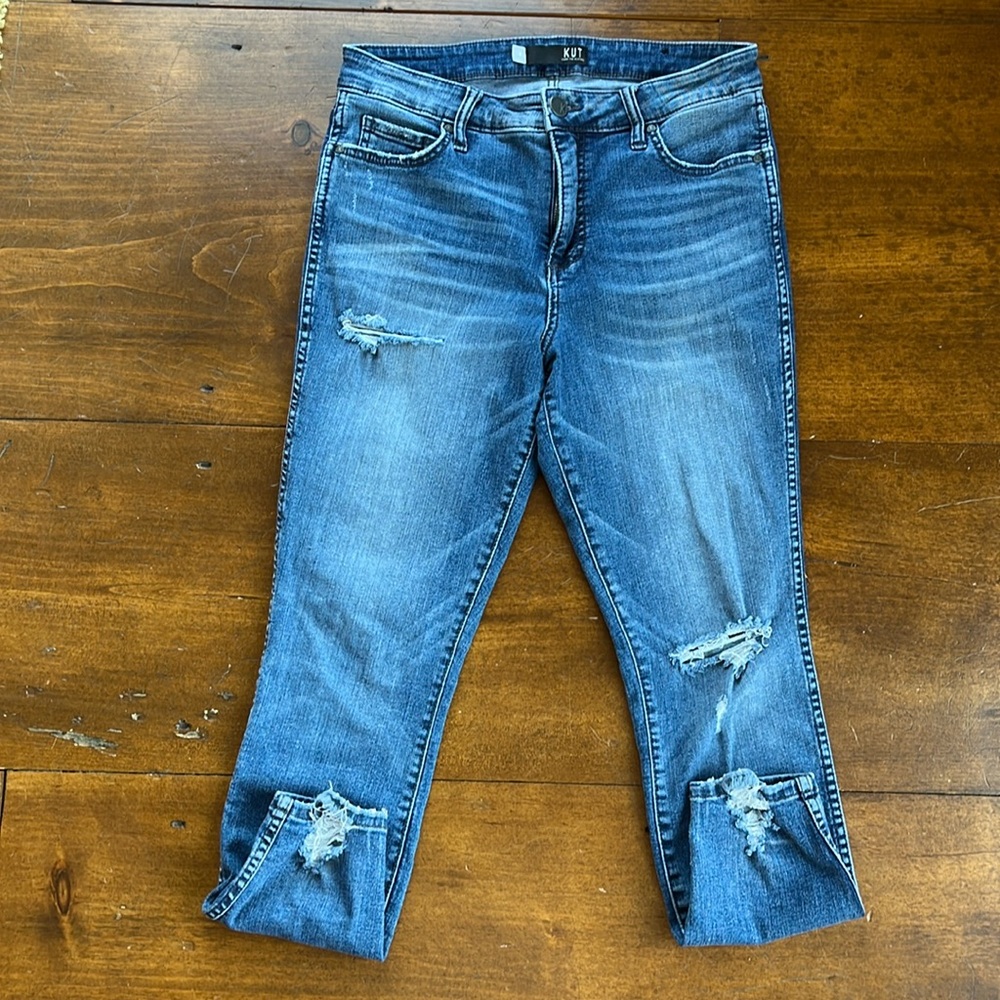 Kut from the Kloth Connie Distressed Ankle Skinny Jeans Sz 8